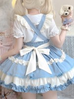 Sweet Contrast Color Lolita Suspender Skirt SK Skirt Sweet Contrast Color Lolita Suspender Skirt SK Skirt