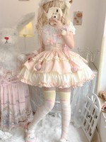 Sweet Contrast Color Lolita Suspender Skirt SK Skirt Sweet Contrast Color Lolita Suspender Skirt SK Skirt