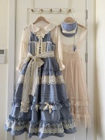 Blue Long Lolita Skirt Sweet And Elegant JSK Suspender Dress Blue Long Lolita Skirt Sweet And Elegant JSK Suspender Dress