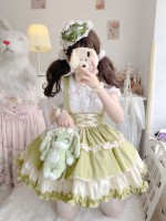 Sweet Contrast Color Lolita Suspender Skirt SK Skirt Sweet Contrast Color Lolita Suspender Skirt SK Skirt
