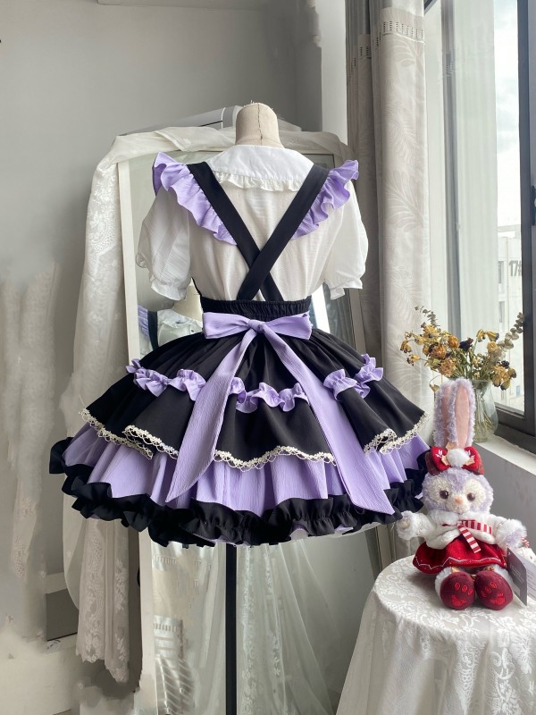 Sweet Contrast Color Lolita Suspender Skirt SK Skirt Sweet Contrast Color Lolita Suspender Skirt SK Skirt