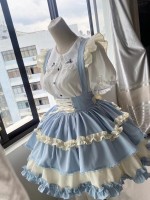 Sweet Contrast Color Lolita Suspender Skirt SK Skirt Sweet Contrast Color Lolita Suspender Skirt SK Skirt