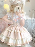 Sweet Contrast Color Lolita Suspender Skirt SK Skirt Sweet Contrast Color Lolita Suspender Skirt SK Skirt