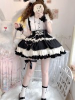 Sweet Contrast Color Lolita Suspender Skirt SK Skirt Sweet Contrast Color Lolita Suspender Skirt SK Skirt