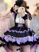 Sweet Contrast Color Lolita Suspender Skirt SK Skirt Sweet Contrast Color Lolita Suspender Skirt SK Skirt