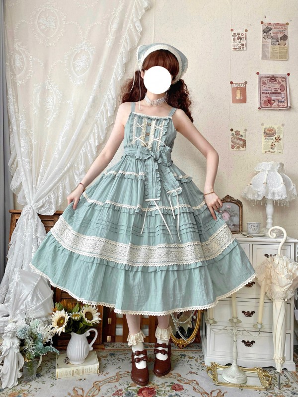 Sweet Pastoral Style Lolita Long Skirt JSK Loose Sack Skirt Sweet Pastoral Style Lolita Long Skirt JSK Loose Sack Skirt