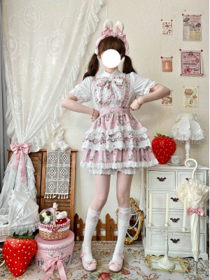 Lolita suspender SK Large Swing Lace Bow Suspender Skirt