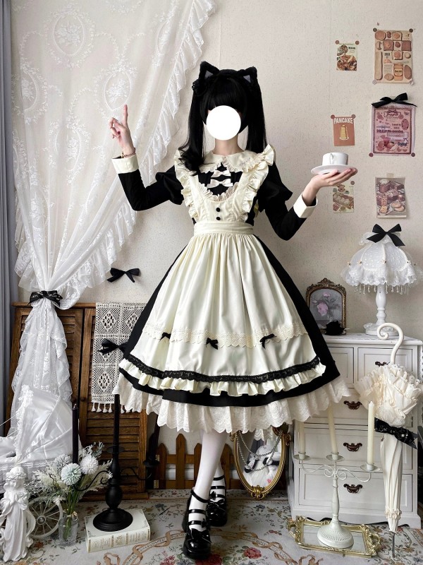 Black Retro Lolita Apron Maid Dress Black Retro Lolita Apron Maid Dress