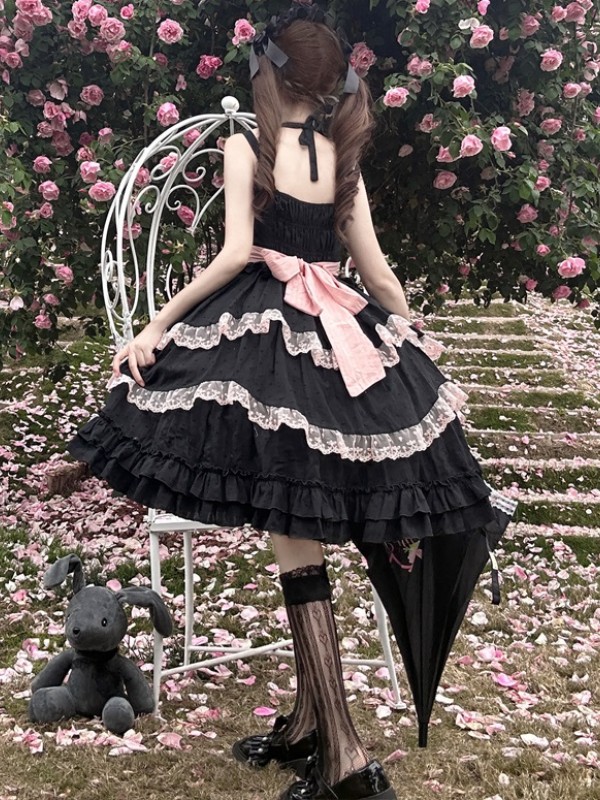 Black Sweet Lolita Princess Dress JSK Suspender Dress Black Sweet Lolita Princess Dress JSK Suspender Dress