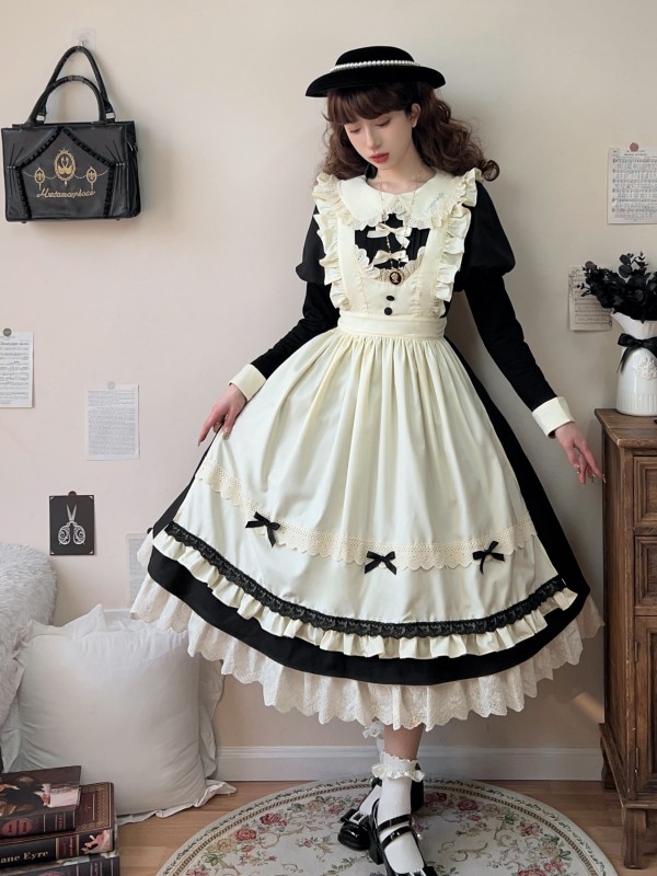 Black Retro Lolita Apron Maid Dress Black Retro Lolita Apron Maid Dress