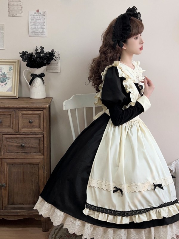 Black Retro Lolita Apron Maid Dress Black Retro Lolita Apron Maid Dress
