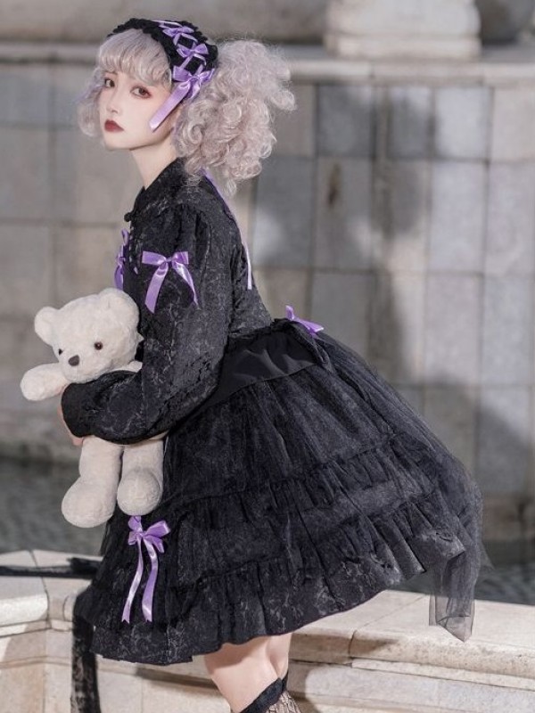 Sweet Gothic Lolita OP Long-sleeved Dress Cake Skirt Sweet Gothic Lolita OP Long-sleeved Dress Cake Skirt