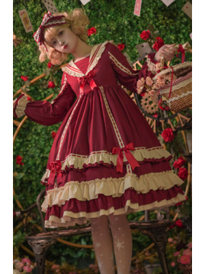 Lolita Long sleeves OP Retro Palace Style High Waist Lolita Princess Dress
