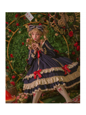 Lolita Long sleeves OP Retro Palace Style High Waist Lolita Princess Dress