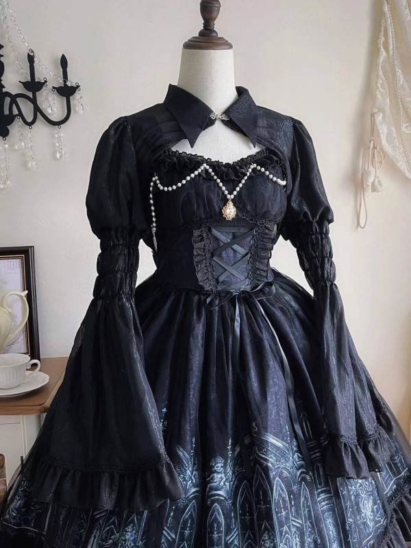 Sweet Gothic Lolita Dress Dark Style JSK Printed Dress Sweet Gothic Lolita Dress Dark Style JSK Printed Dress