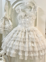 White Lolita Ballet Style Bride JSK Suspender Dress White Lolita Ballet Style Bride JSK Suspender Dress
