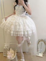 White Lolita Ballet Style Bride JSK Suspender Dress White Lolita Ballet Style Bride JSK Suspender Dress