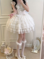 White Lolita Ballet Style Bride JSK Suspender Dress White Lolita Ballet Style Bride JSK Suspender Dress