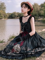 Sweet Retro Lolita Dress CLA Printed Suspender Skirt Sweet Retro Lolita Dress CLA Printed Suspender Skirt