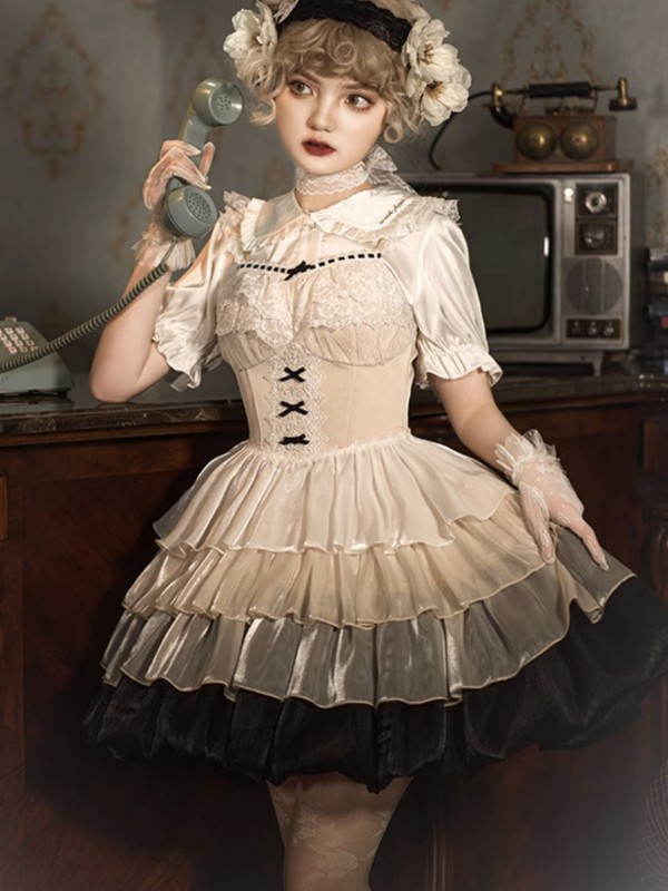 Sweet WP Fishbone Small Flying Sleeves Oversized Swing Streamer Yarn Lolita Dress Sweet WP Fishbone Small Flying Sleeves Oversized Swing Streamer Yarn Lolita Dress