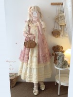 Sweet Fungus Satin Lace Cotton Loose JSK Suspender Dress Sweet Fungus Satin Lace Cotton Loose JSK Suspender Dress