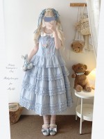 Sweet Fungus Satin Lace Cotton Loose JSK Suspender Dress Sweet Fungus Satin Lace Cotton Loose JSK Suspender Dress