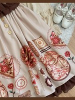 Chiffon Lotus Leaf Retro Print Soft Button Suspender Dress Chiffon Lotus Leaf Retro Print Soft Button Suspender Dress
