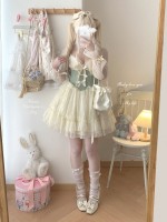 Sweet Lolita Bow Jacquard Retro Suspender Puffy Dress Sweet Lolita Bow Jacquard Retro Suspender Puffy Dress