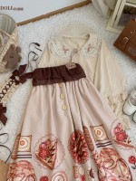 Chiffon Lotus Leaf Retro Print Soft Button Suspender Dress Chiffon Lotus Leaf Retro Print Soft Button Suspender Dress