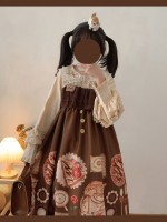 Chiffon Lotus Leaf Retro Print Soft Button Suspender Dress Chiffon Lotus Leaf Retro Print Soft Button Suspender Dress