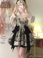 Sweet Gothic Jacquard Retro Bowknot Suspender Dress Sweet Gothic Jacquard Retro Bowknot Suspender Dress