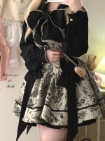 Sweet Gothic Jacquard Retro Bowknot Suspender Dress Sweet Gothic Jacquard Retro Bowknot Suspender Dress