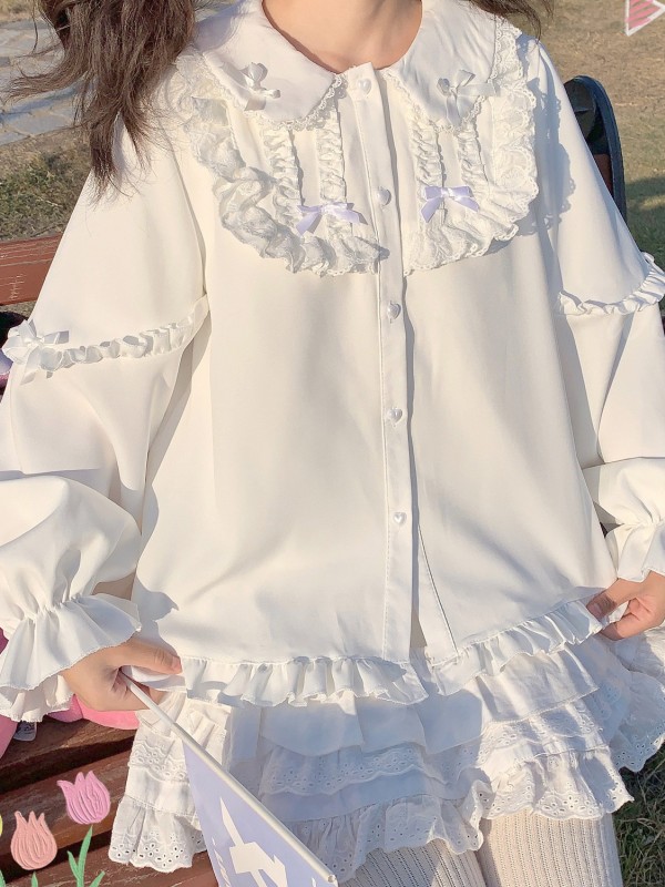 Sweet Lolita Inner Shirt Doll Collar Long Sleeve Blouse Sweet Lolita Inner Shirt Doll Collar Long Sleeve Blouse