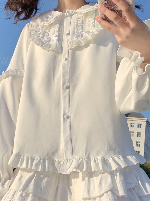 Sweet Lolita Inner Shirt Doll Collar Long Sleeve Blouse Sweet Lolita Inner Shirt Doll Collar Long Sleeve Blouse