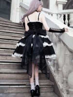Embroidered Gothic Style Dark Princess Dress Black and White Lolita Suspender Skirt Embroidered Gothic Style Dark Princess Dress Black and White Lolita Suspender Skirt