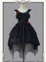Black Sweet Gothic Jacquard Rose JSK Suspender Dress Black Sweet Gothic Jacquard Rose JSK Suspender Dress