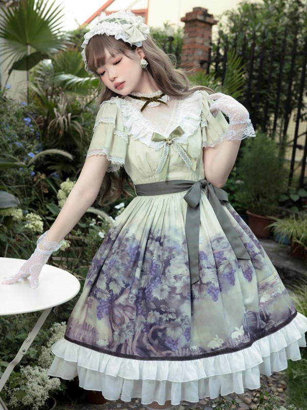Sweet Lolita Dress Printed Elegant Lace Dress Sweet Lolita Dress Printed Elegant Lace Dress