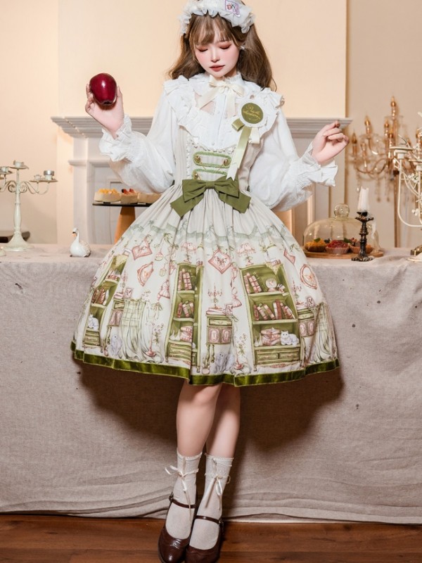 Sweet JSK Japanese Style Small Fresh Print College Style Lolita Suspender Dress Sweet JSK Japanese Style Small Fresh Print College Style Lolita Suspender Dress