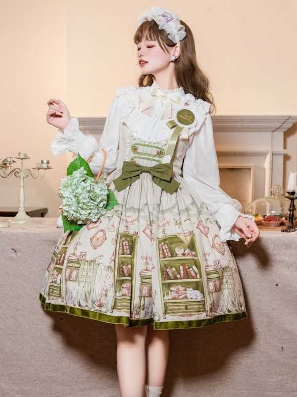 Sweet JSK Japanese Style Small Fresh Print College Style Lolita Suspender Dress Sweet JSK Japanese Style Small Fresh Print College Style Lolita Suspender Dress