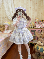 Sweet and Lovely Purple Printed Lolita Suspender Skirt Sweet and Lovely Purple Printed Lolita Suspender Skirt