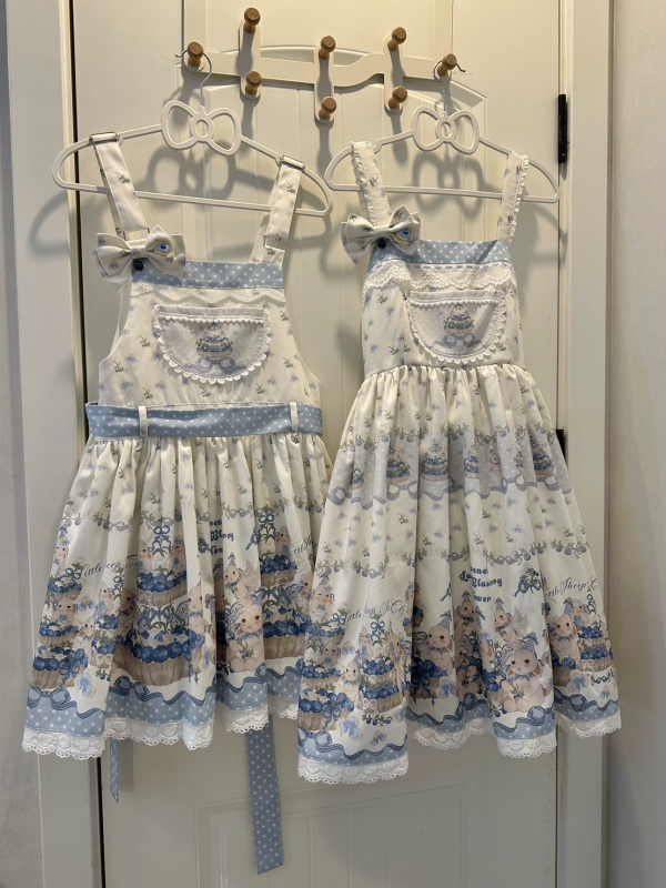 Sweet and Lovely Blue Printed Lolita Suspender Skirt Sweet and Lovely Blue Printed Lolita Suspender Skirt