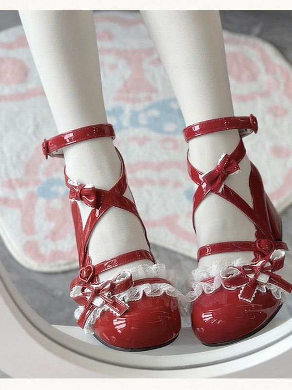 Lace Round Head Ballet Style Sweet Lolita Shoes Lace Round Head Ballet Style Sweet Lolita Shoes
