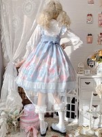 Sweet and Cute Blue Printed Dress JSK Lolita Suspender Skirt Sweet and Cute Blue Printed Dress JSK Lolita Suspender Skirt