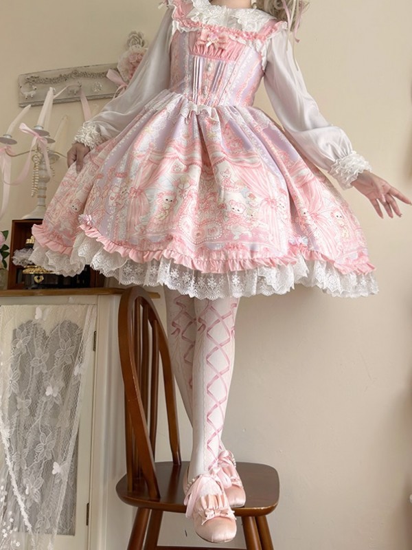 Pink Sweet Lolita Princess Dress JSK Suspender Dress Pink Sweet Lolita Princess Dress JSK Suspender Dress