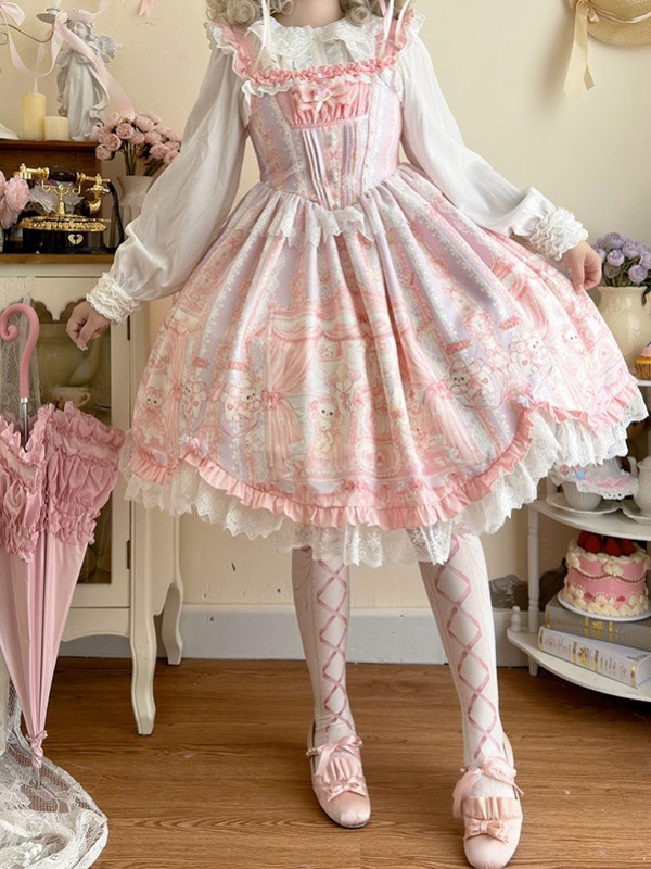 Pink Sweet Lolita Princess Dress JSK Suspender Dress Pink Sweet Lolita Princess Dress JSK Suspender Dress