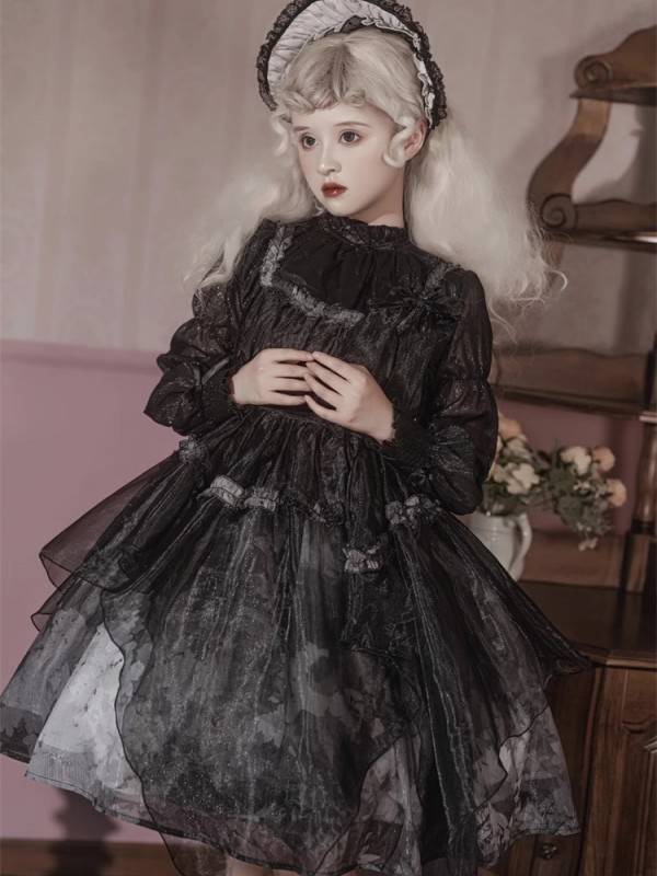 Lolita Gothic Girl Dead Leaf JSK Dark Wind Lolita Mesh Suspender Dress Lolita Gothic Girl Dead Leaf JSK Dark Wind Lolita Mesh Suspender Dress