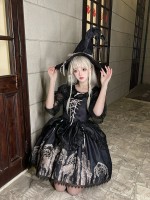 Dark Ballet Style Gothic Retro Halloween JSK Suspender Skirt Dark Ballet Style Gothic Retro Halloween JSK Suspender Skirt