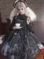 Lolita Gothic Girl Dead Leaf JSK Dark Wind Lolita Mesh Suspender Dress Lolita Gothic Girl Dead Leaf JSK Dark Wind Lolita Mesh Suspender Dress