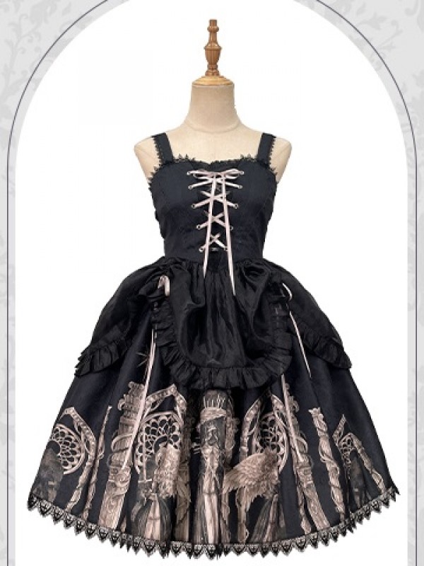 Dark Ballet Style Gothic Retro Halloween JSK Suspender Skirt Dark Ballet Style Gothic Retro Halloween JSK Suspender Skirt