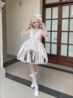 White Ballet Style Gothic Retro Halloween JSK Suspender Skirt White Ballet Style Gothic Retro Halloween JSK Suspender Skirt